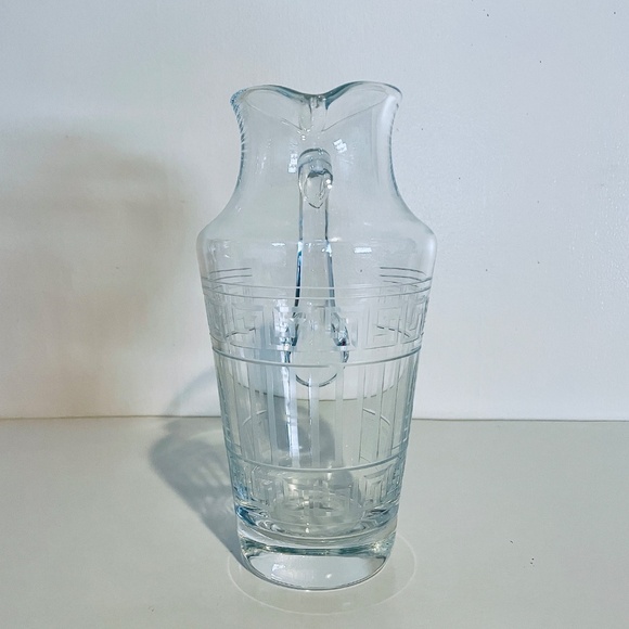 Versace x Rosenthal Meandre Greek Key Clear Glass Crystal Pitcher Vintage - Picture 6 of 14